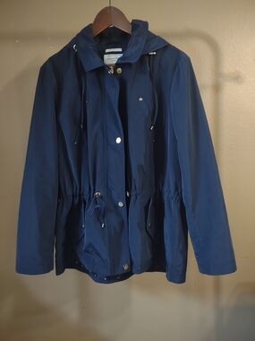 Charter Club Navy Drawstring Hooded Water Resistant Utility Jacket